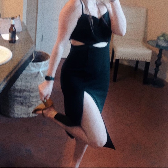 Black Midi Dress with Cut Out - Picture 2 of 2